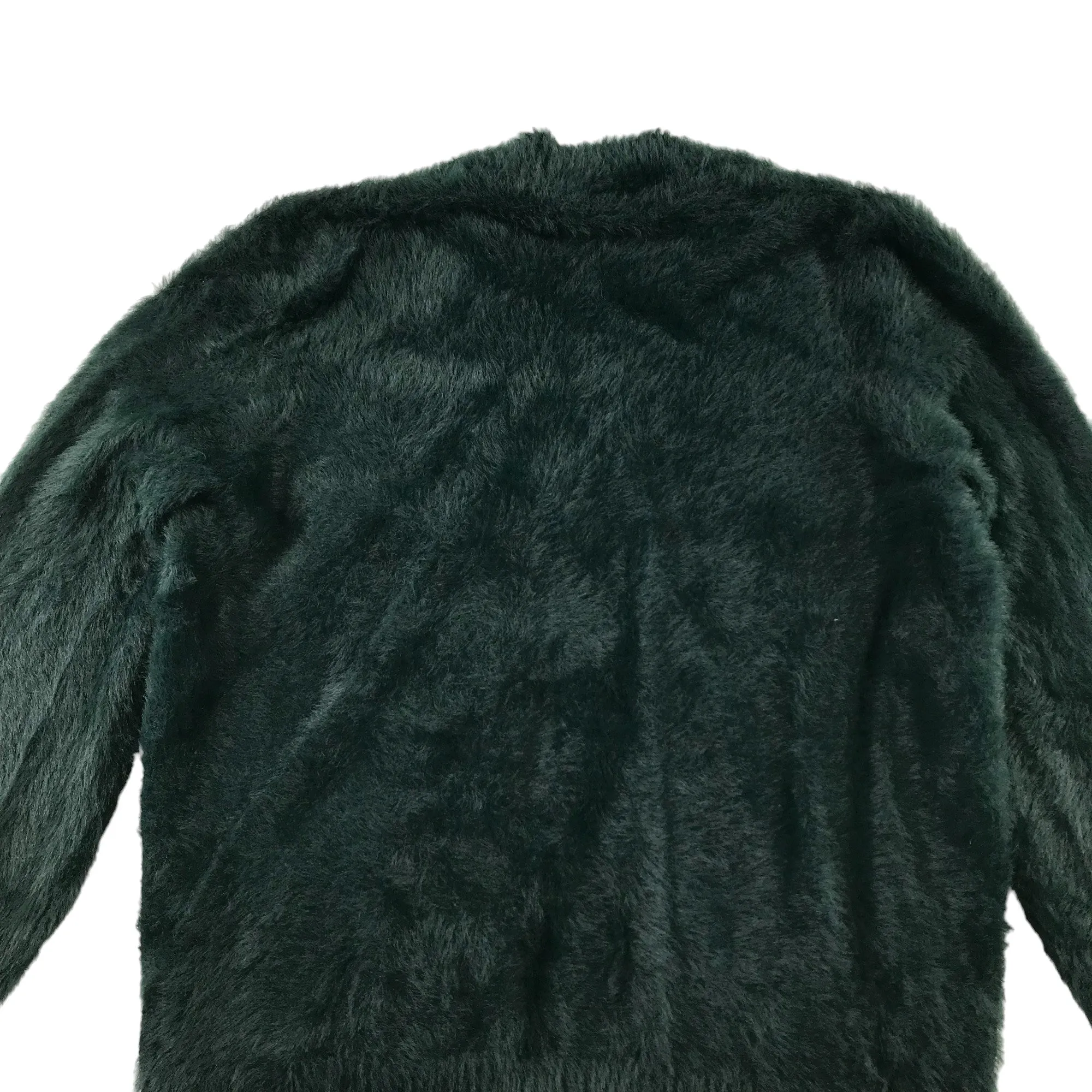 Next cardigan 7 years emerald green fluffy open medium long shrug